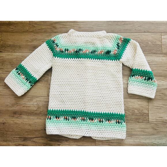 Vintage Finished Grandma Crochet Cardigan Sweater Overshirt Unique Boho Handmade - Picture 2 of 5